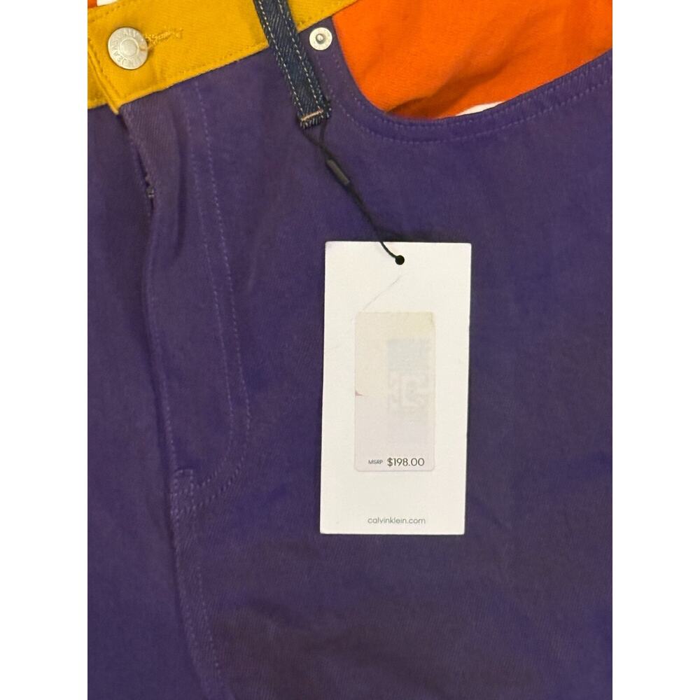 Calvin Klein Jeans Womens Size 32x30 Purple Blue Denim Straight Leg High Rise - Picture 4 of 9